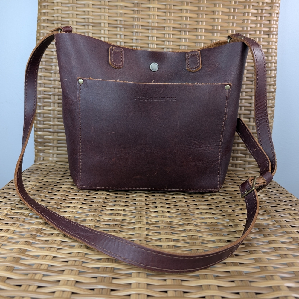 Portland Leather Goods Mini Brown Crossbody Bag Tote Purse Distressed Minimalist